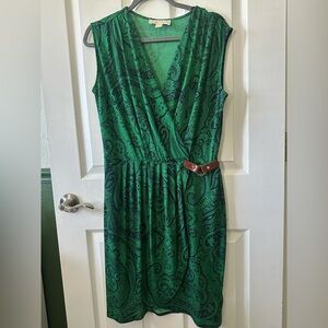 Michael Kors Green Paisley Midi Dress